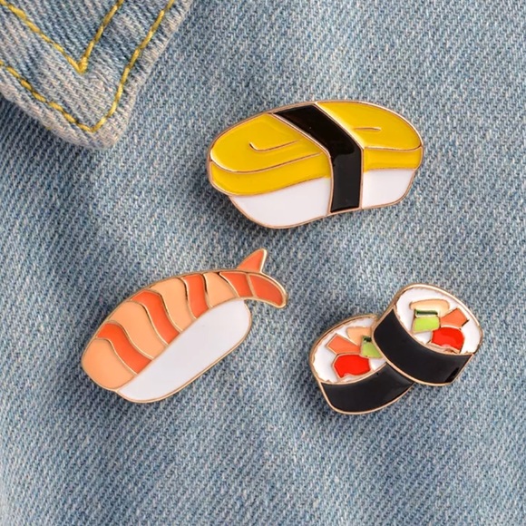Jewelry - NEW Sushi Roll Nigiri Set Of Enamel Pins